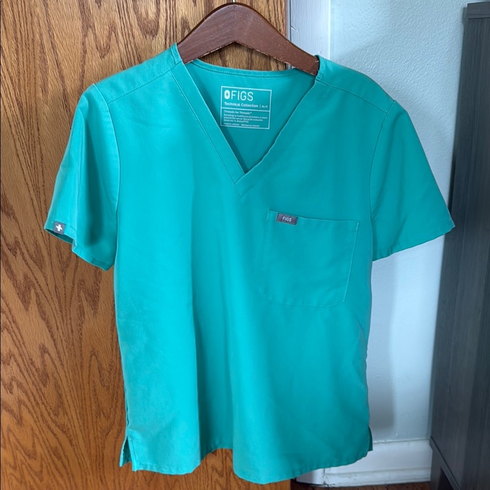 Figs Teal Scrub Top